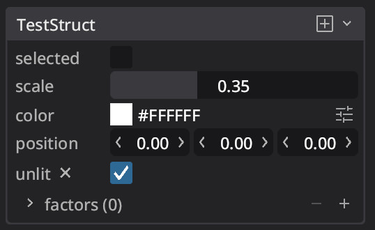 A custom UI inspector built using the code above in bevy_reactor