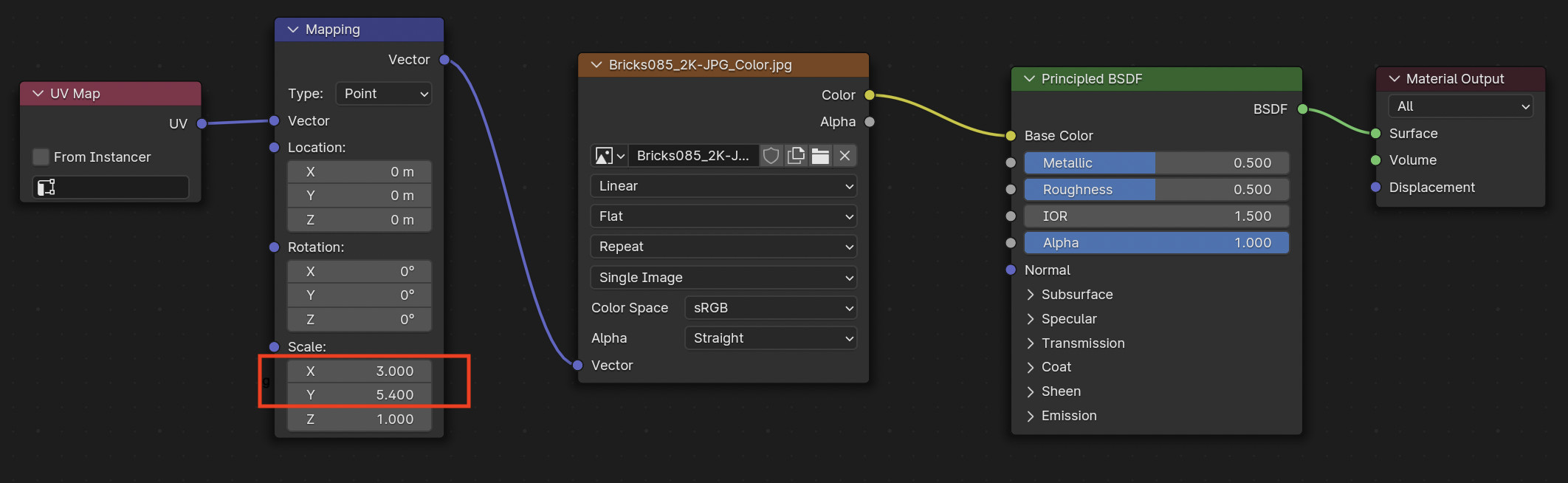 Repeating shader node setup